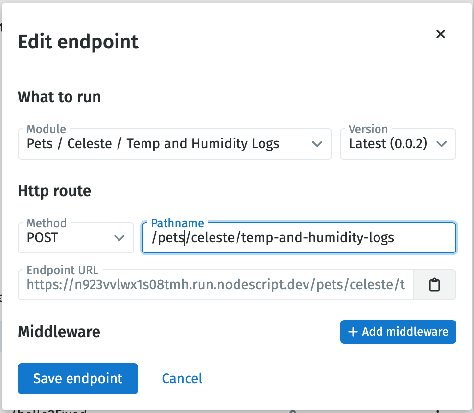 NodeScript Logs Endpoint